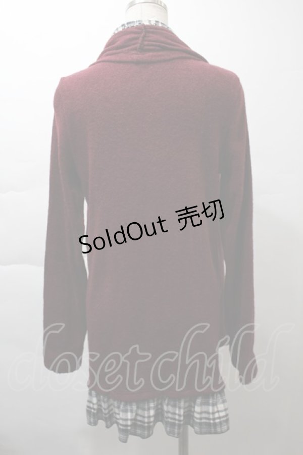 画像2: axes femme / シャツレイヤードチュニック  ワイン S-25-11-21-025-AX-BL-HR-ZS (2)