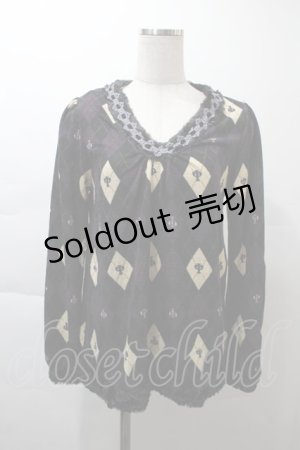 画像: axes femme / アーガイル柄Aラインプルオーバー  パープル S-25-11-21-027-AX-TO-HR-ZS