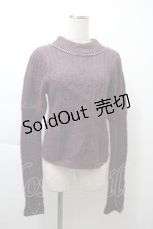 画像: NOEMIE / チェーン付き4wayフェザー刺繍ニット  紫 S-25-11-21-028-LO-TO-HR-ZI