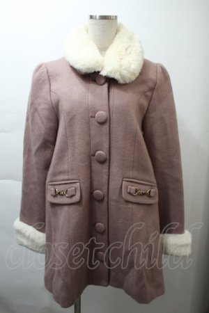 画像: Ank Rouge / ファー襟コート  ピンクベージュ S-25-11-21-031-CA-CO-HR-ZS