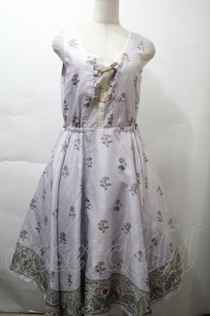画像: axes femme / Mulhouse Collection フラワーパネル柄イレヘムワンピース  ラベンダー S-25-11-21-043-AX-OP-HR-ZS