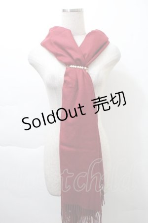 画像: axes femme / ピン付き無地ストール  ワイン S-25-11-21-005-AX-ZA-HR-ZS