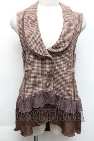 画像: axes femme / グレンチェックベスト  ブラウン S-25-11-22-037-AX-TO-HR-ZS