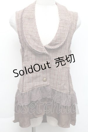 画像: axes femme / グレンチェックベスト  ブラウン S-25-11-22-037-AX-TO-HR-ZS