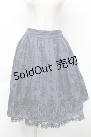 画像: axes femme / 花フロッキープリントスカート  紺 S-25-11-22-056-AX-SK-AS-ZS