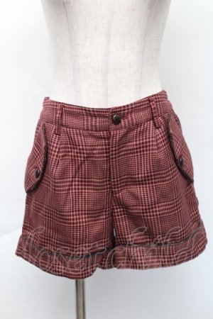 画像: axes femme / チェックショートパンツ  レッド S-25-11-22-058-AX-PA-HR-ZS