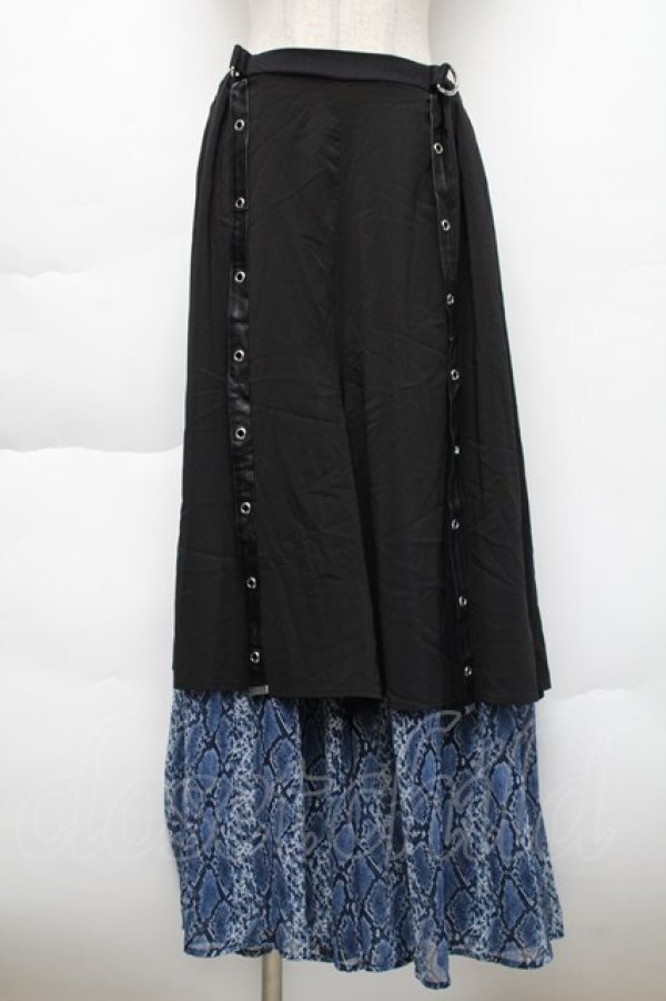 画像1: SEX POT ReVeNGe / パイソン切替フレアパンツ  黒ｘ青 S-25-11-22-060-SP-PA-HR-ZS (1)