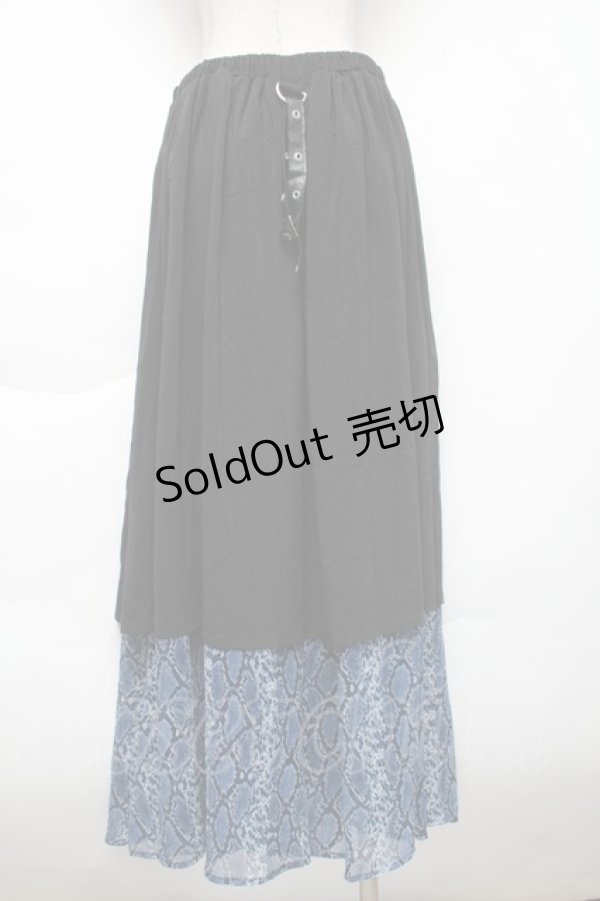 画像2: SEX POT ReVeNGe / パイソン切替フレアパンツ  黒ｘ青 S-25-11-22-060-SP-PA-HR-ZS (2)