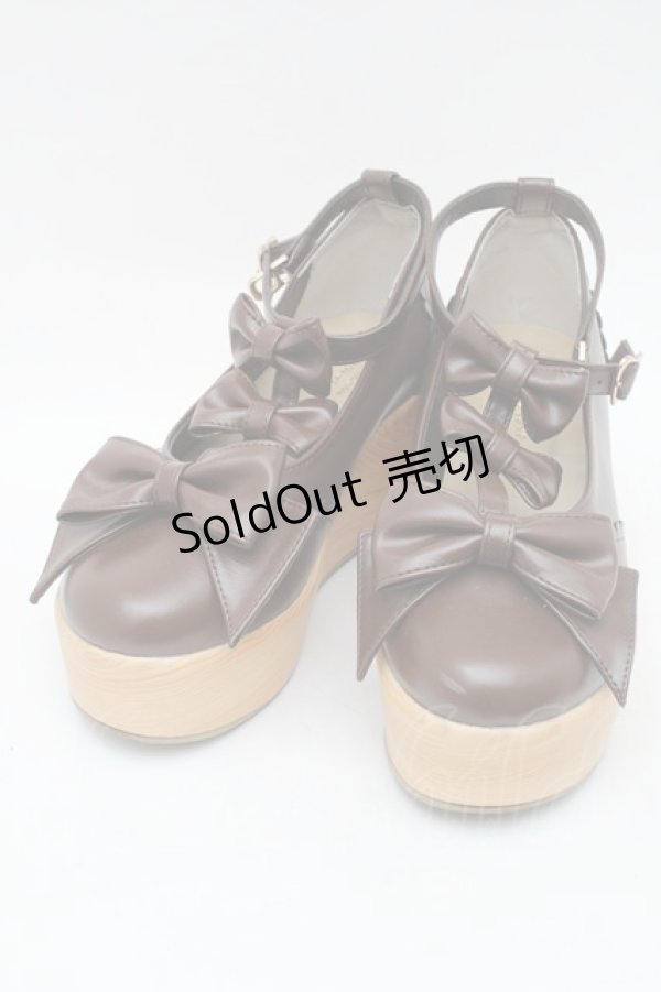 画像1: axes femme kawaii / トリプルリボンシューズ L ブラウン S-25-11-22-013-AX-SH-HR-ZS (1)