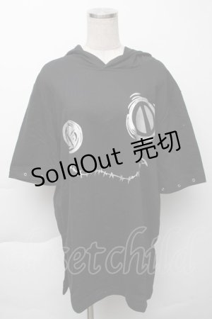 画像: NieR Clothing / NieRちゃん半袖パーカー  黒 S-25-11-23-041-PU-TO-AS-ZS