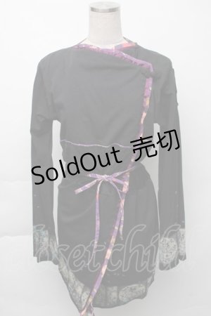 画像: gouk / 和柄切替カーディガン  黒 S-25-11-23-042-GO-TO-AS-ZS