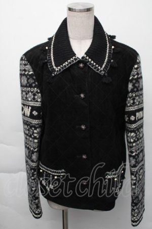 画像: PINK HOUSE / ノルディックニットジャケット  黒 S-25-11-23-059-LO-CO-HR-ZS