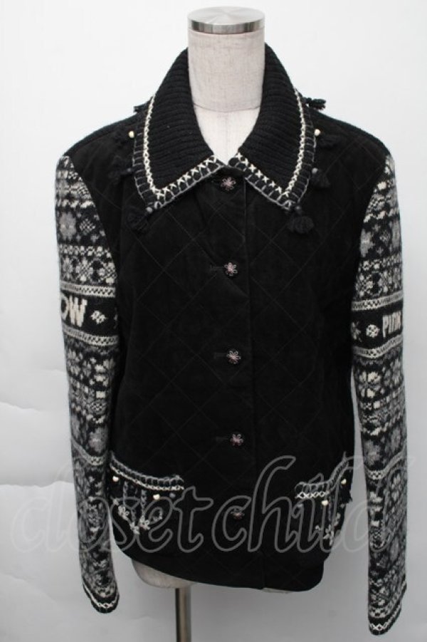 画像1: PINK HOUSE / ノルディックニットジャケット  黒 S-25-11-23-059-LO-CO-HR-ZS (1)