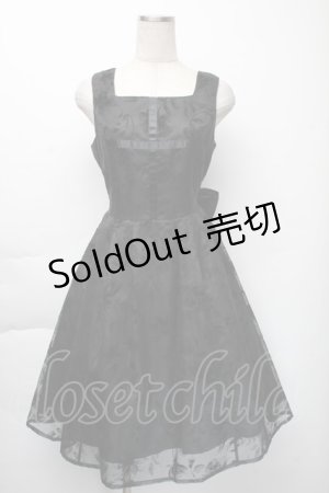 画像: Moi-meme-Moitie / 花柄フロッキーミニジャンパースカート  黒 S-25-11-23-1044-MO-OP-HR-ZS