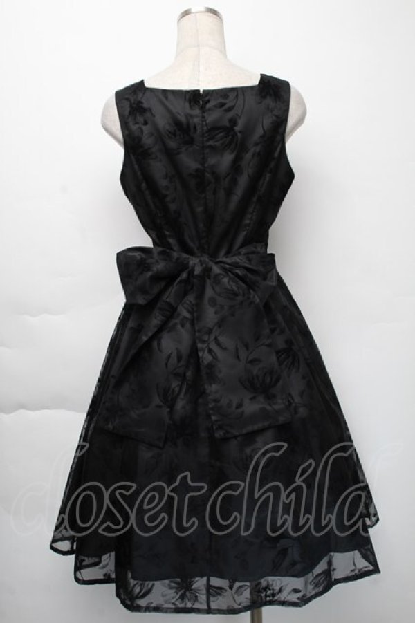 Moi-meme-Moitie / 花柄フロッキーミニジャンパースカート 黒 S-25-11