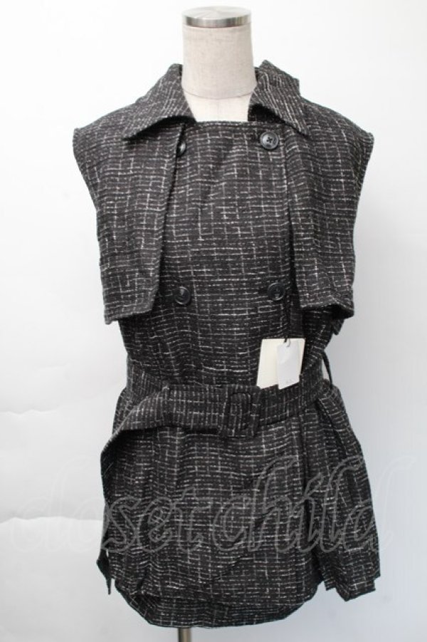 画像1: EATME / ツイードプリーツベスト&スカートSet  黒 S-25-11-23-1047-LO-OP-AS-ZS (1)