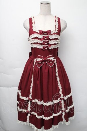 画像: metamorphose / 両山レースジャンパースカート 1 ワイン S-25-11-23-1051-ME-OP-AS-ZS