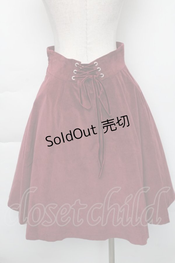 画像2: Moi-meme-Moitie / 別珍後ろ編み上げスカート(2001) 9号 ワイン S-25-11-23-1053-MO-SK-AS-ZS (2)