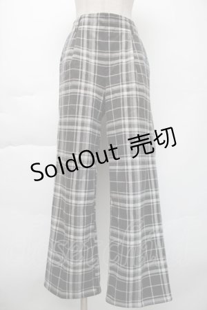 画像: axes femme / ポケット刺繍ウール調パンツ  黒ｘ白 S-25-11-23-1058-AX-PA-HR-ZS