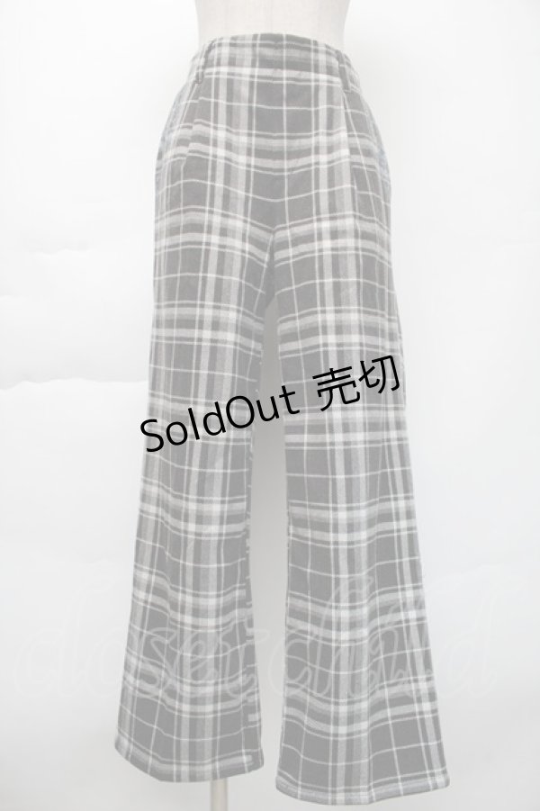 画像1: axes femme / ポケット刺繍ウール調パンツ  黒ｘ白 S-25-11-23-1058-AX-PA-HR-ZS (1)