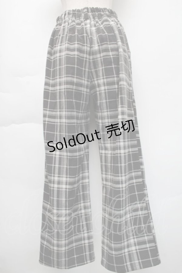 画像2: axes femme / ポケット刺繍ウール調パンツ  黒ｘ白 S-25-11-23-1058-AX-PA-HR-ZS (2)