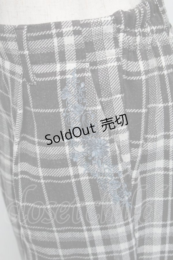 画像3: axes femme / ポケット刺繍ウール調パンツ  黒ｘ白 S-25-11-23-1058-AX-PA-HR-ZS (3)