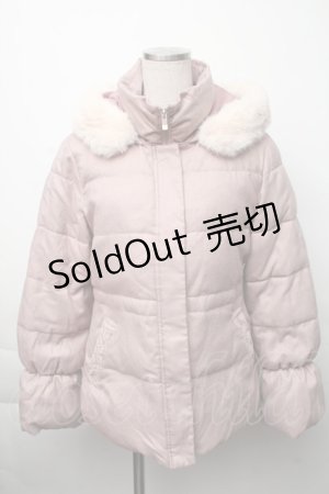 画像: axes femme / ファーフードダウン風コート  ピンク S-25-11-23-1014-AX-CO-HR-ZS