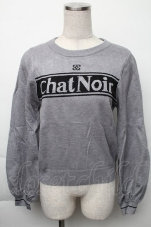 画像: evelyn / ロゴラインニット  グレー S-25-11-23-1022-LO-TO-HR-ZS