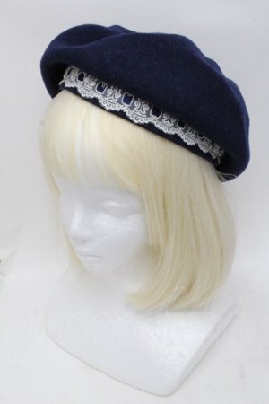 画像: Moi-meme-Moitie / 燭台レースベレー帽  紺 S-25-11-23-1003-MO-AC-HR-ZS