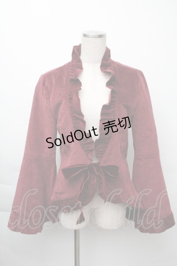 画像1: Moi-meme-Moitie / 別珍袖フレアージャケット 9号 ワイン S-25-11-23-1025-MO-JA-AS-ZS (1)