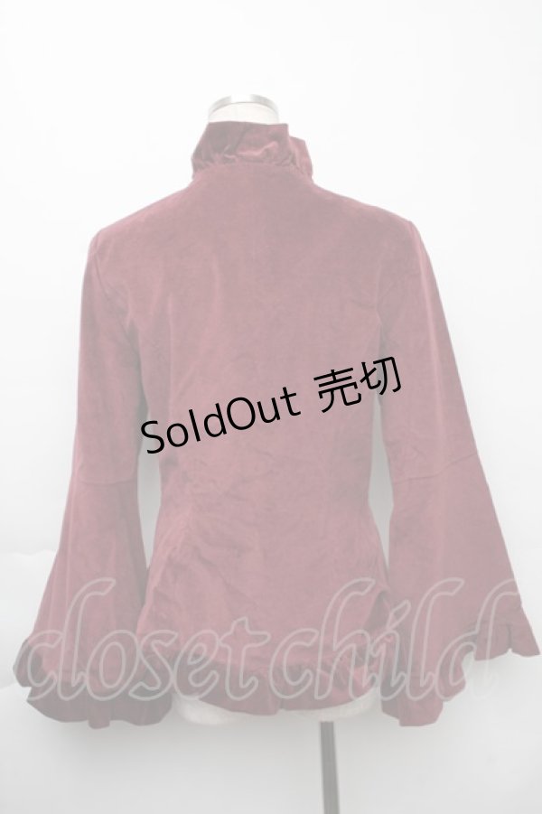 画像2: Moi-meme-Moitie / 別珍袖フレアージャケット 9号 ワイン S-25-11-23-1025-MO-JA-AS-ZS (2)