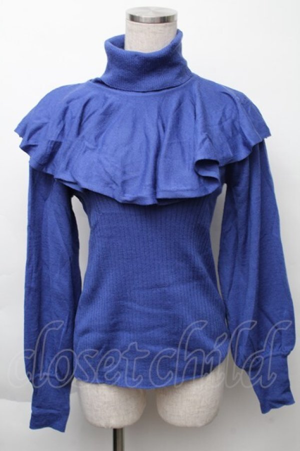 Moi-meme-Moitie / 修道女ケープカラーニット 青 S-25-11-23-1026-MO