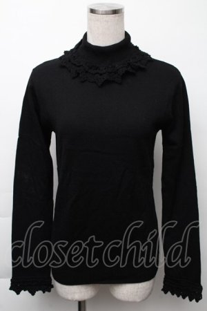 画像: Moi-meme-Moitie / レース鍵編みハイネックニット  黒 S-25-11-23-1028-MO-TO-HR-ZS