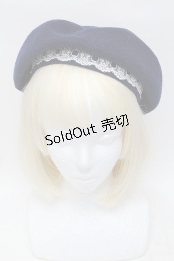 画像2: Moi-meme-Moitie / 燭台レースベレー帽  紺 S-25-11-23-1003-MO-AC-HR-ZS (2)