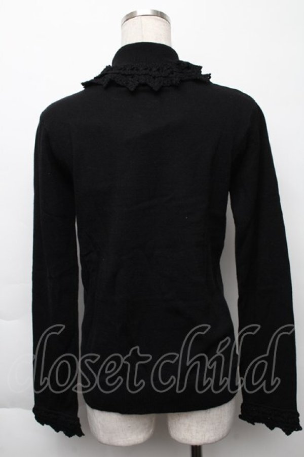 画像2: Moi-meme-Moitie / レース鍵編みハイネックニット  黒 S-25-11-23-1028-MO-TO-HR-ZS (2)