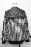 画像2: Honey Cinnamon / 千鳥柄レザー襟ジャケット  黒ｘ白 S-25-11-23-1030-LO-JA-HR-ZS (2)