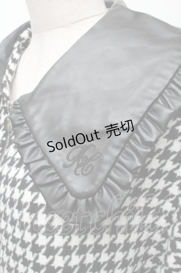 画像4: Honey Cinnamon / 千鳥柄レザー襟ジャケット  黒ｘ白 S-25-11-23-1030-LO-JA-HR-ZS (4)