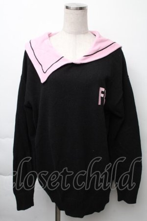 画像: LOLITA / セーラー襟ニットトップス  黒ｘピンク S-25-11-23-1032-LO-TO-HR-ZS