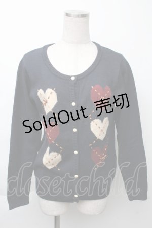 画像: Fi.n.t / ハートカーディガン  紺 S-25-11-23-1033-CA-TO-AS-ZS