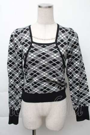 画像: evelyn / ニットトップス  黒ｘ白 S-25-11-23-1034-LO-TO-AS-ZS