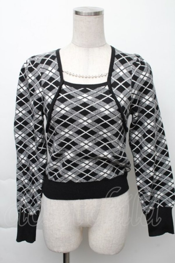 画像1: evelyn / ニットトップス  黒ｘ白 S-25-11-23-1034-LO-TO-AS-ZS (1)