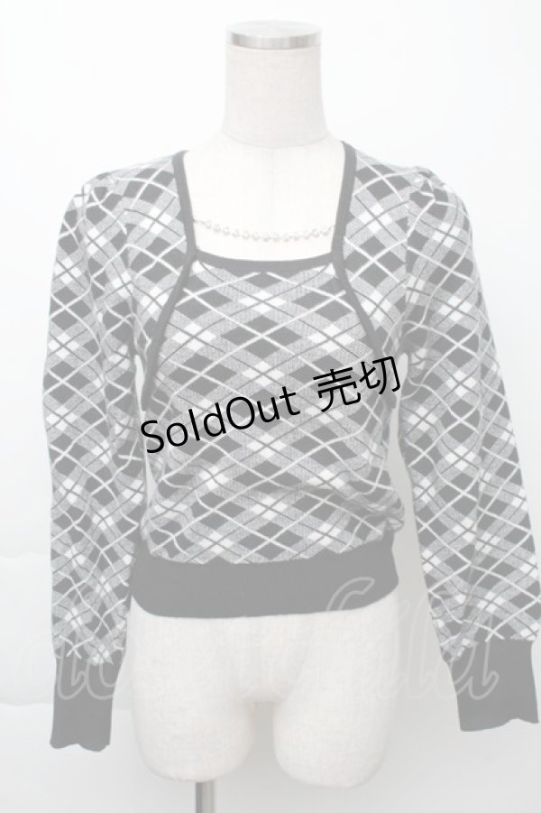 画像1: evelyn / ニットトップス  黒ｘ白 S-25-11-23-1034-LO-TO-AS-ZS (1)