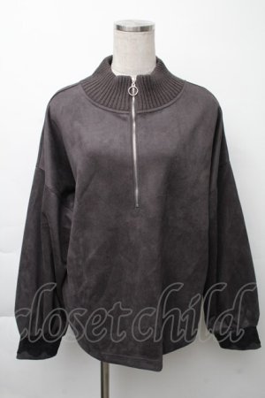 画像: axes femme / カットスエードジッププルオーバー  黒 S-25-11-23-1035-AX-TO-HR-ZS