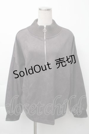 画像: axes femme / カットスエードジッププルオーバー  黒 S-25-11-23-1035-AX-TO-HR-ZS