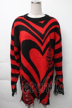 画像: KILLSTAR / ハートニット  黒ｘ赤 S-25-11-23-1036-PU-TO-AS-ZS