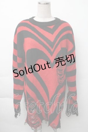 画像: KILLSTAR / ハートニット  黒ｘ赤 S-25-11-23-1036-PU-TO-AS-ZS