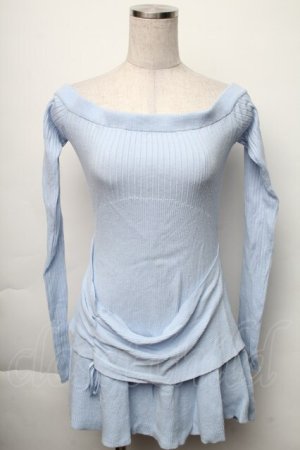 画像: EATME / ギャザーニットワンピース  サックス S-25-11-23-1039-LO-OP-AS-ZS