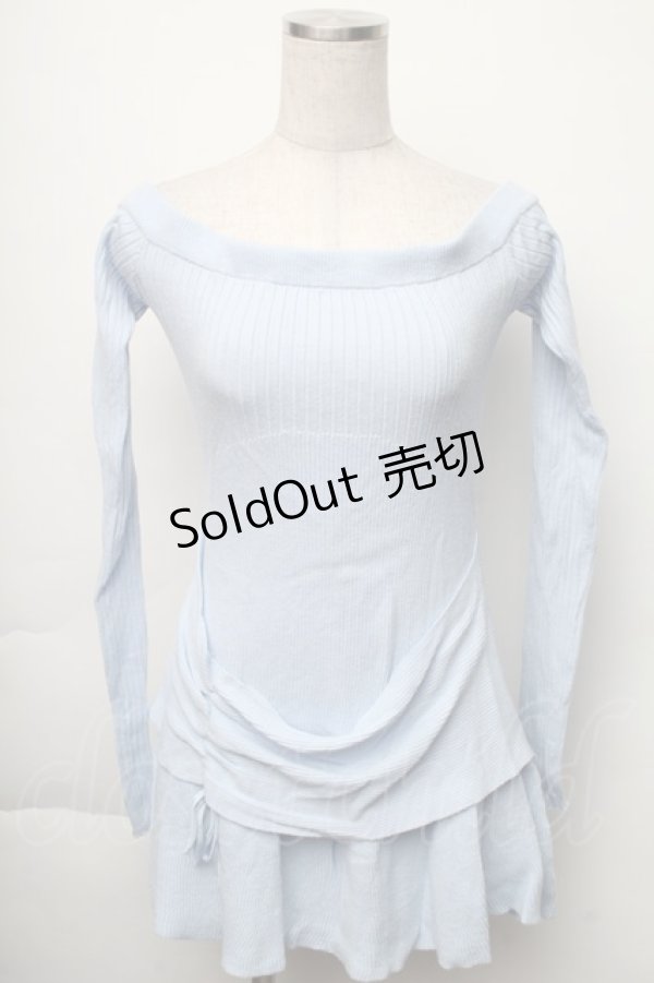 画像1: EATME / ギャザーニットワンピース  サックス S-25-11-23-1039-LO-OP-AS-ZT0108B (1)