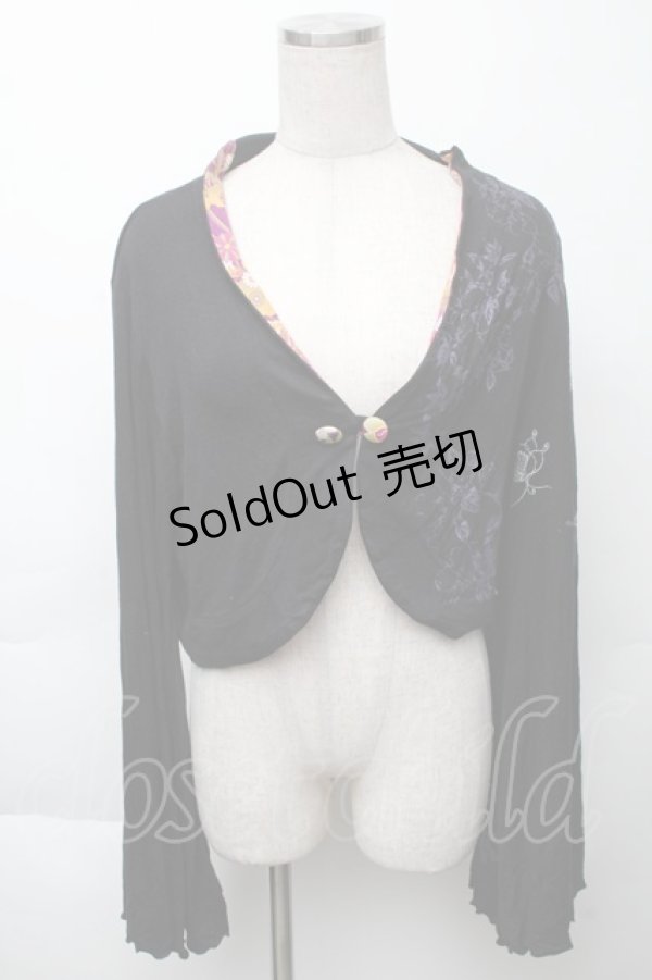 画像1: gouk / プリントカットボレロ  黒 S-25-11-23-017-GO-TO-AS-ZS (1)