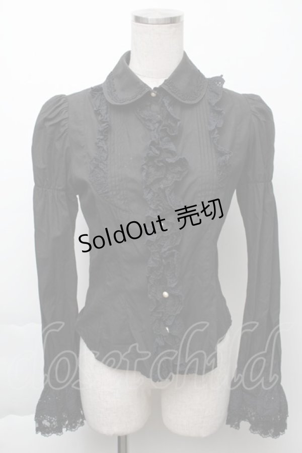 画像1: Mary Magdalene / ピンタックフリルブラウス  黒 S-25-11-23-020-CL-BL-HR-ZS (1)